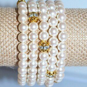 Vintage Fashion Bracelet Pearl and Crystal Beads Coquette Girl Boho Whimsy